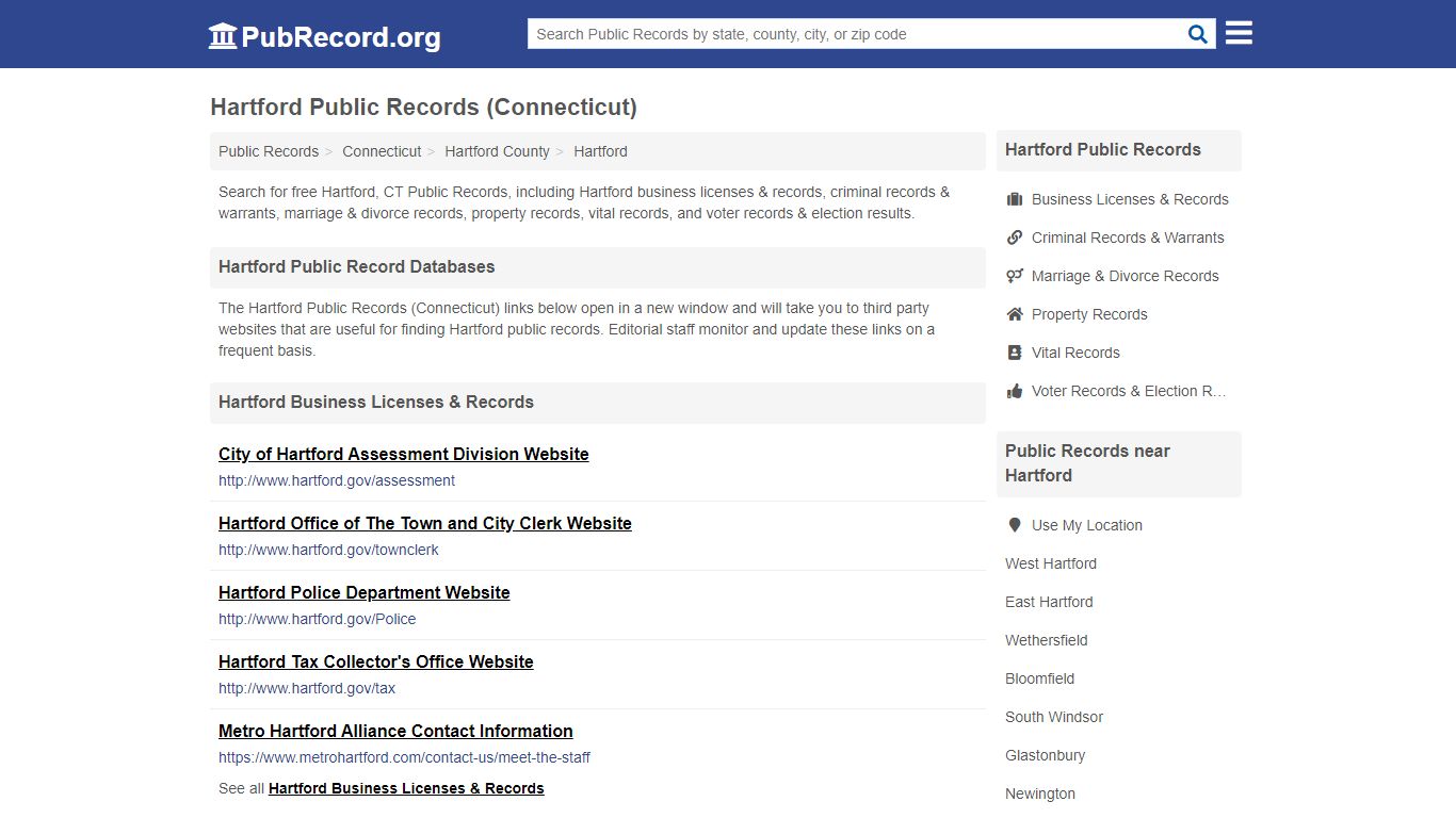 Free Hartford Public Records (Connecticut Public Records) - PubRecord.org